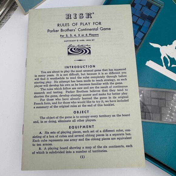 Vintage 1959 Risk Board Game Wooden Pieces Parker Brothers - Picture 10 of 11